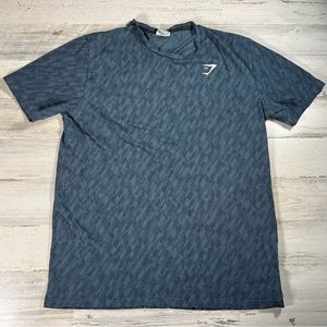 GYMSHARK Men’s Critical Regular Fit T-Shirt Athletic Teal Print Size Medium